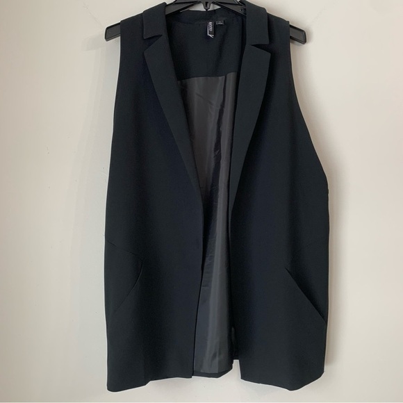 Valette Black Vest Lapel Neck Open Front Vest Jacket Size Large - Picture 2 of 10